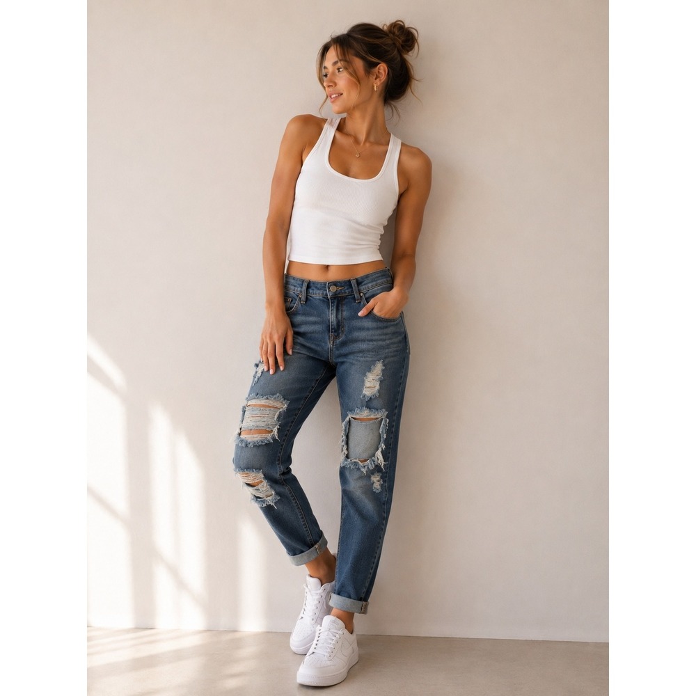 Love Culture Women Skinny Jeans Size 3 Medium Denim Distressed Y2K Streetwear